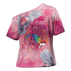 Australia Fight Cancer In All Colors Cross Shoulder Shirt Galah Pink Tie Dye - Aussie Hoodie