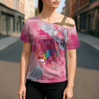 Australia Fight Cancer In All Colors Cross Shoulder Shirt Galah Pink Tie Dye - Aussie Hoodie