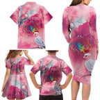 Australia Fight Cancer In All Colors Family Matching Long Sleeve Bodycon Dress and Hawaiian Shirt Galah Pink Tie Dye - Aussie Hoodie