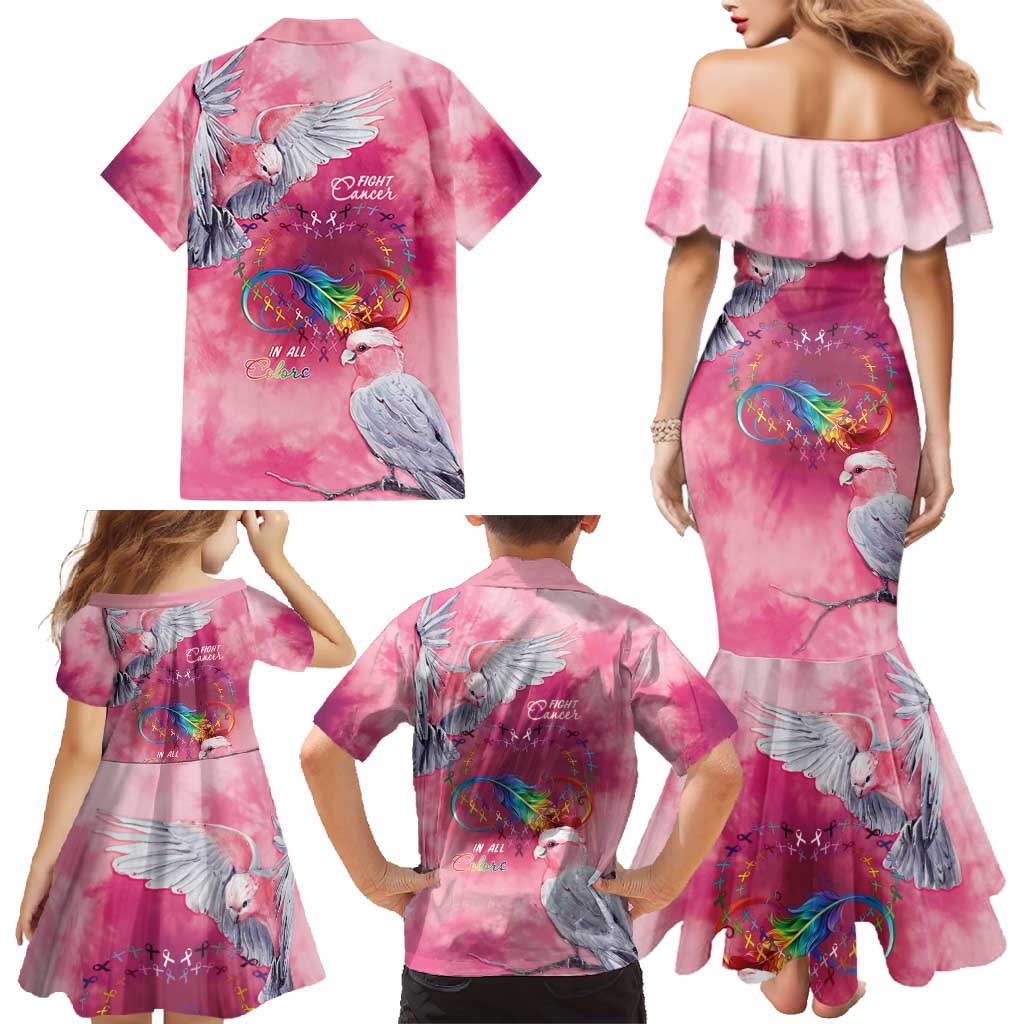Australia Fight Cancer In All Colors Family Matching Mermaid Dress and Hawaiian Shirt Galah Pink Tie Dye - Aussie Hoodie