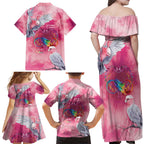 Australia Fight Cancer In All Colors Family Matching Off Shoulder Maxi Dress and Hawaiian Shirt Galah Pink Tie Dye - Aussie Hoodie