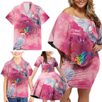 Australia Fight Cancer In All Colors Family Matching Off Shoulder Short Dress and Hawaiian Shirt Galah Pink Tie Dye - Aussie Hoodie