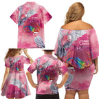 Australia Fight Cancer In All Colors Family Matching Off Shoulder Short Dress and Hawaiian Shirt Galah Pink Tie Dye - Aussie Hoodie