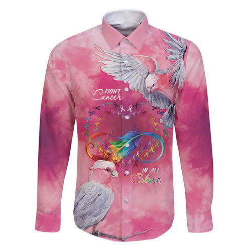 Australia Fight Cancer In All Colors Family Matching Off Shoulder Short Dress and Hawaiian Shirt Galah Pink Tie Dye - Aussie Hoodie