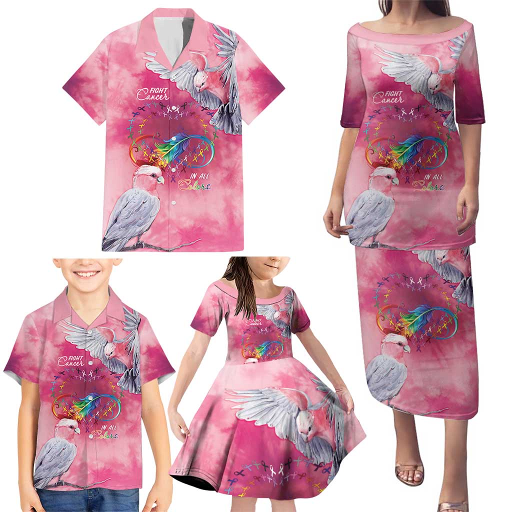 Australia Fight Cancer In All Colors Family Matching Puletasi and Hawaiian Shirt Galah Pink Tie Dye - Aussie Hoodie