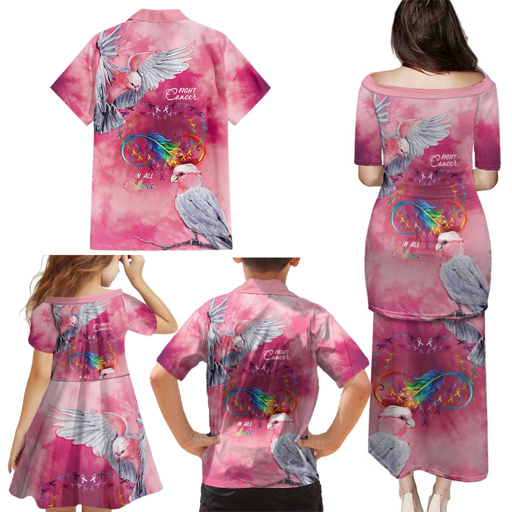 Australia Fight Cancer In All Colors Family Matching Puletasi and Hawaiian Shirt Galah Pink Tie Dye - Aussie Hoodie