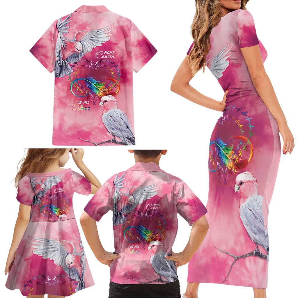 Australia Fight Cancer In All Colors Family Matching Short Sleeve Bodycon Dress and Hawaiian Shirt Galah Pink Tie Dye - Aussie Hoodie