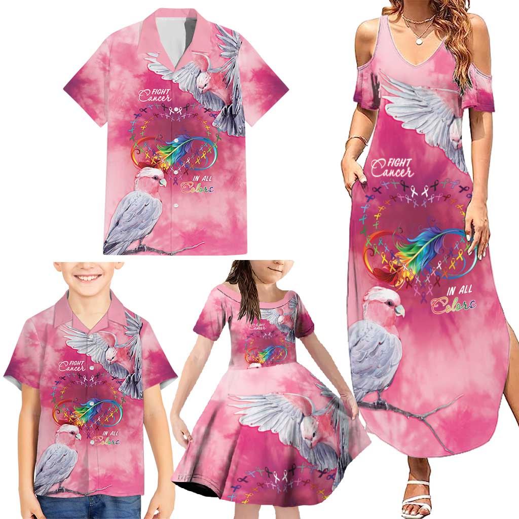 Australia Fight Cancer In All Colors Family Matching Summer Maxi Dress and Hawaiian Shirt Galah Pink Tie Dye - Aussie Hoodie