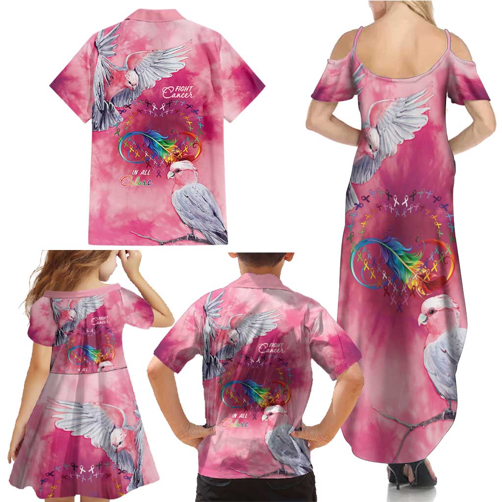 Australia Fight Cancer In All Colors Family Matching Summer Maxi Dress and Hawaiian Shirt Galah Pink Tie Dye - Aussie Hoodie