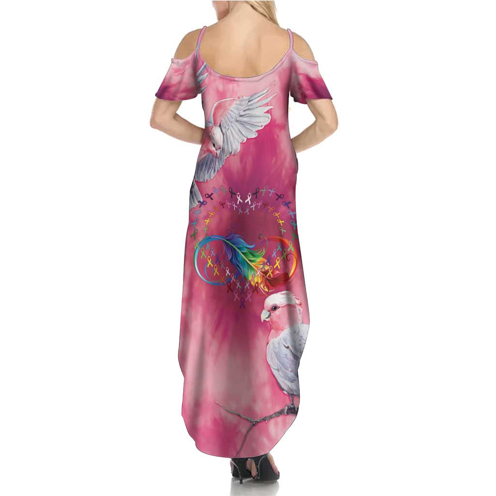 Australia Fight Cancer In All Colors Family Matching Summer Maxi Dress and Hawaiian Shirt Galah Pink Tie Dye - Aussie Hoodie