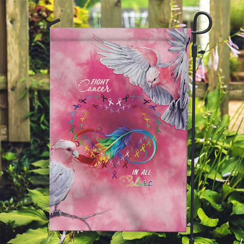 Australia Fight Cancer In All Colors Garden Flag Galah Pink Tie Dye - Aussie Hoodie