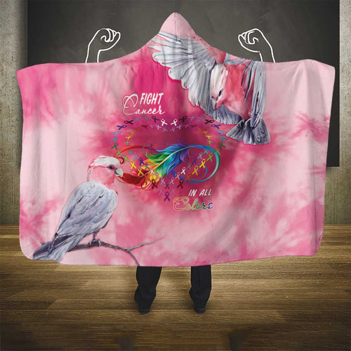 Australia Fight Cancer In All Colors Hooded Blanket Galah Pink Tie Dye - Aussie Hoodie