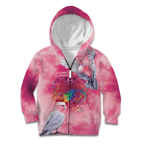 Australia Fight Cancer In All Colors Kid Hoodie Galah Pink Tie Dye - Aussie Hoodie