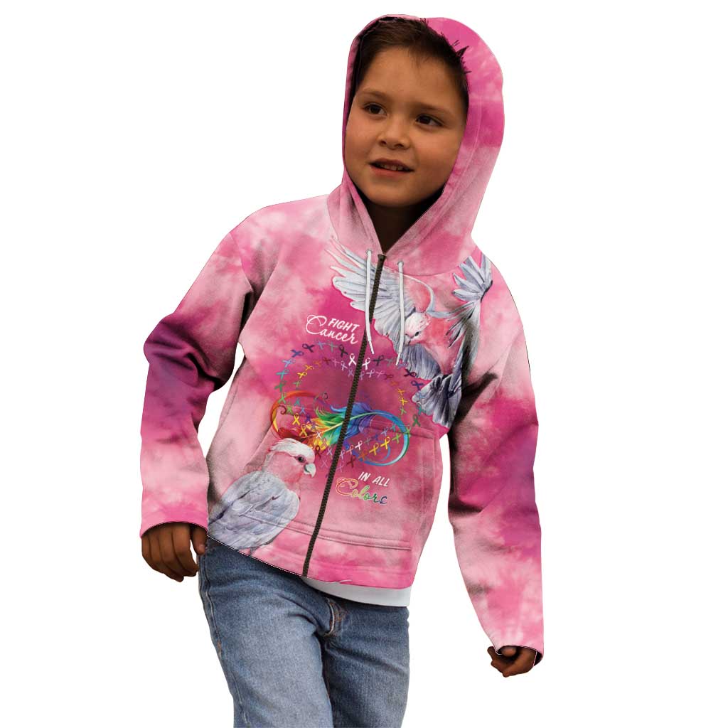 Australia Fight Cancer In All Colors Kid Hoodie Galah Pink Tie Dye - Aussie Hoodie