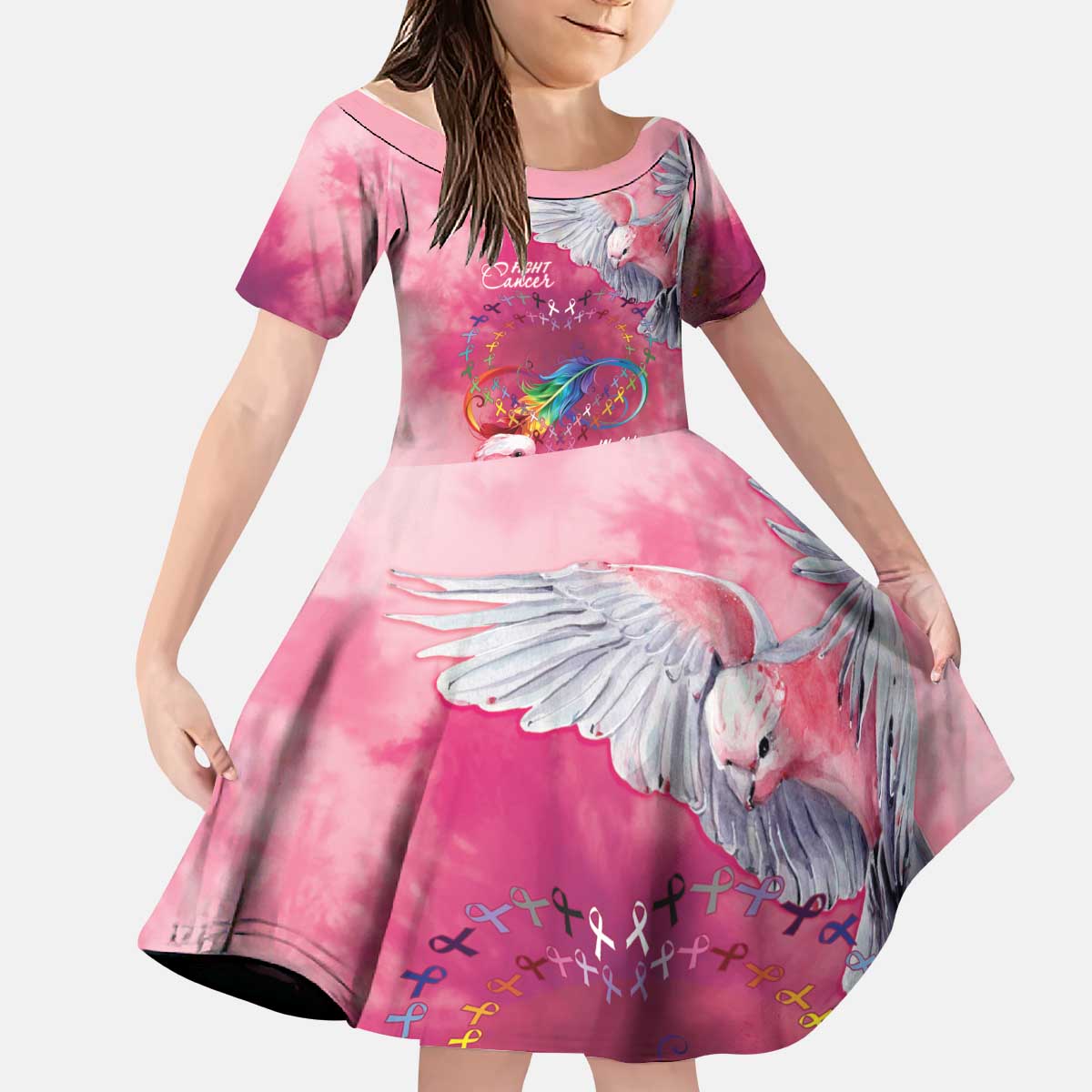 Australia Fight Cancer In All Colors Kid Short Sleeve Dress Galah Pink Tie Dye - Aussie Hoodie