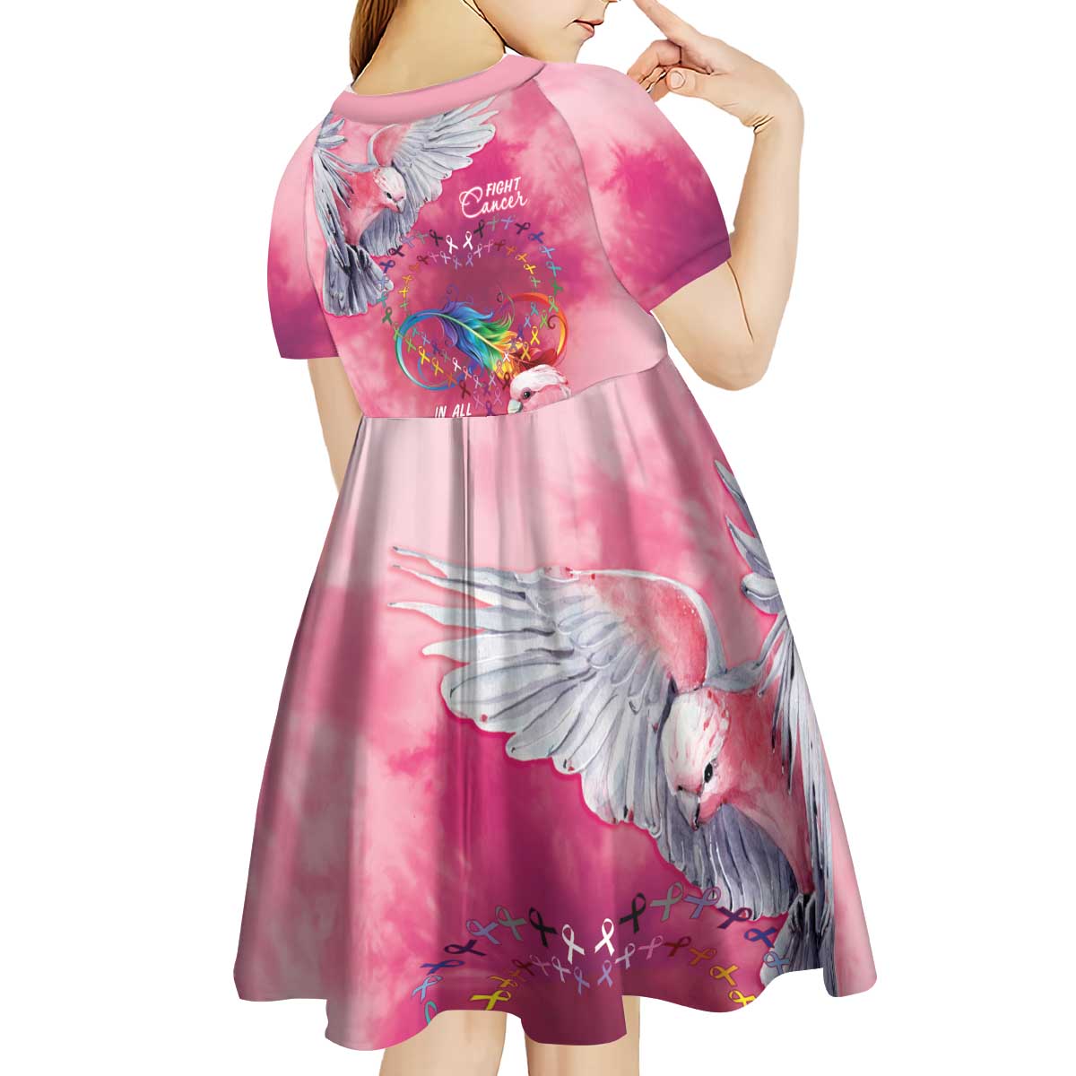 Australia Fight Cancer In All Colors Kid Short Sleeve Dress Galah Pink Tie Dye - Aussie Hoodie