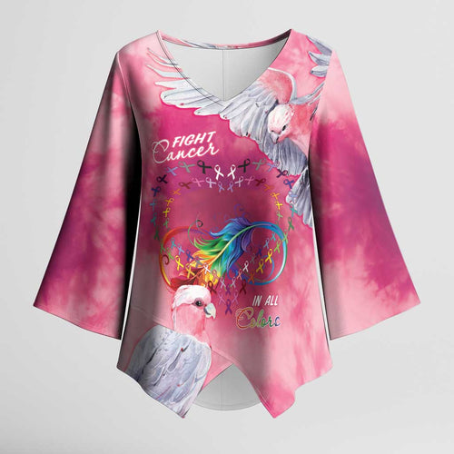 Australia Fight Cancer In All Colors Kimono Sleeve Blouse Galah Pink Tie Dye - Aussie Hoodie