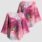 Australia Fight Cancer In All Colors Kimono Sleeve Blouse Galah Pink Tie Dye - Aussie Hoodie