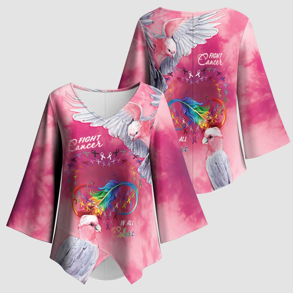 Australia Fight Cancer In All Colors Kimono Sleeve Blouse Galah Pink Tie Dye - Aussie Hoodie