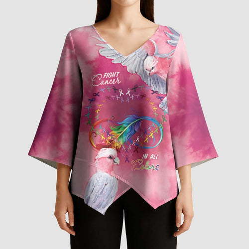 Australia Fight Cancer In All Colors Kimono Sleeve Blouse Galah Pink Tie Dye - Aussie Hoodie