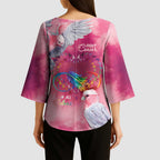Australia Fight Cancer In All Colors Kimono Sleeve Blouse Galah Pink Tie Dye - Aussie Hoodie