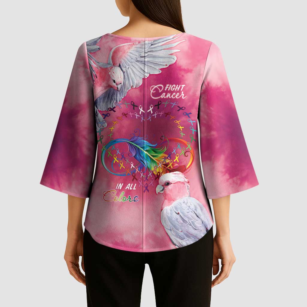 Australia Fight Cancer In All Colors Kimono Sleeve Blouse Galah Pink Tie Dye - Aussie Hoodie