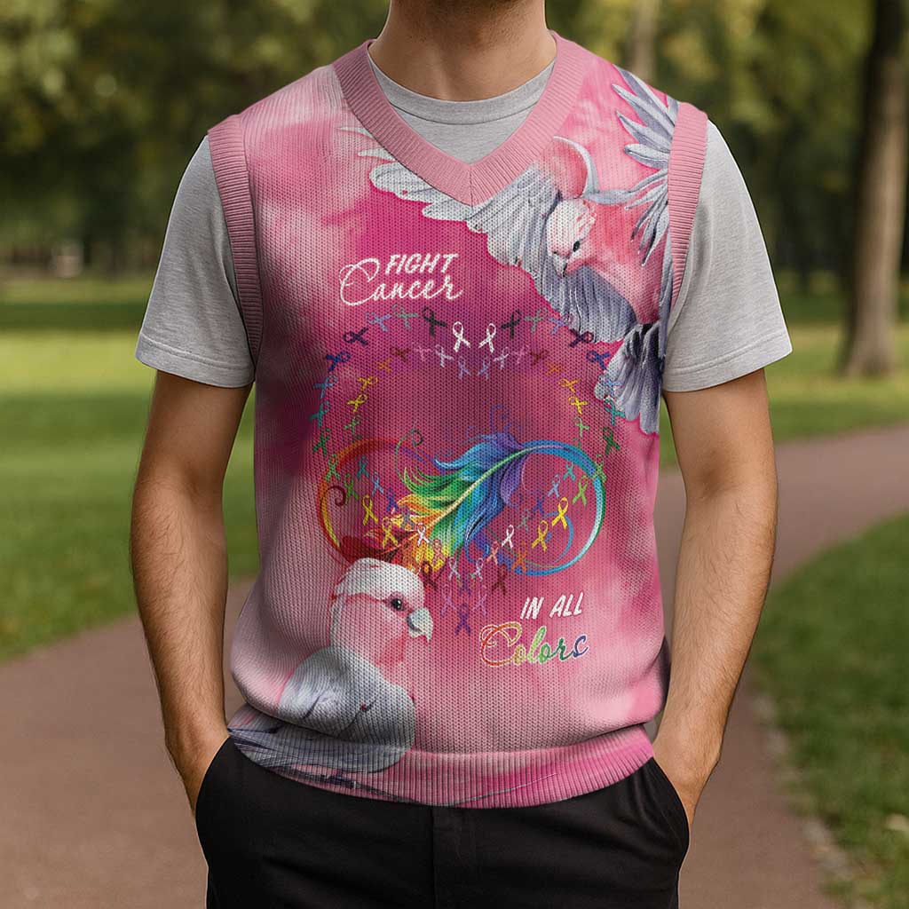 Australia Fight Cancer In All Colors Christmas Knitted V-Neck Vest Galah Pink Tie Dye - Aussie Hoodie