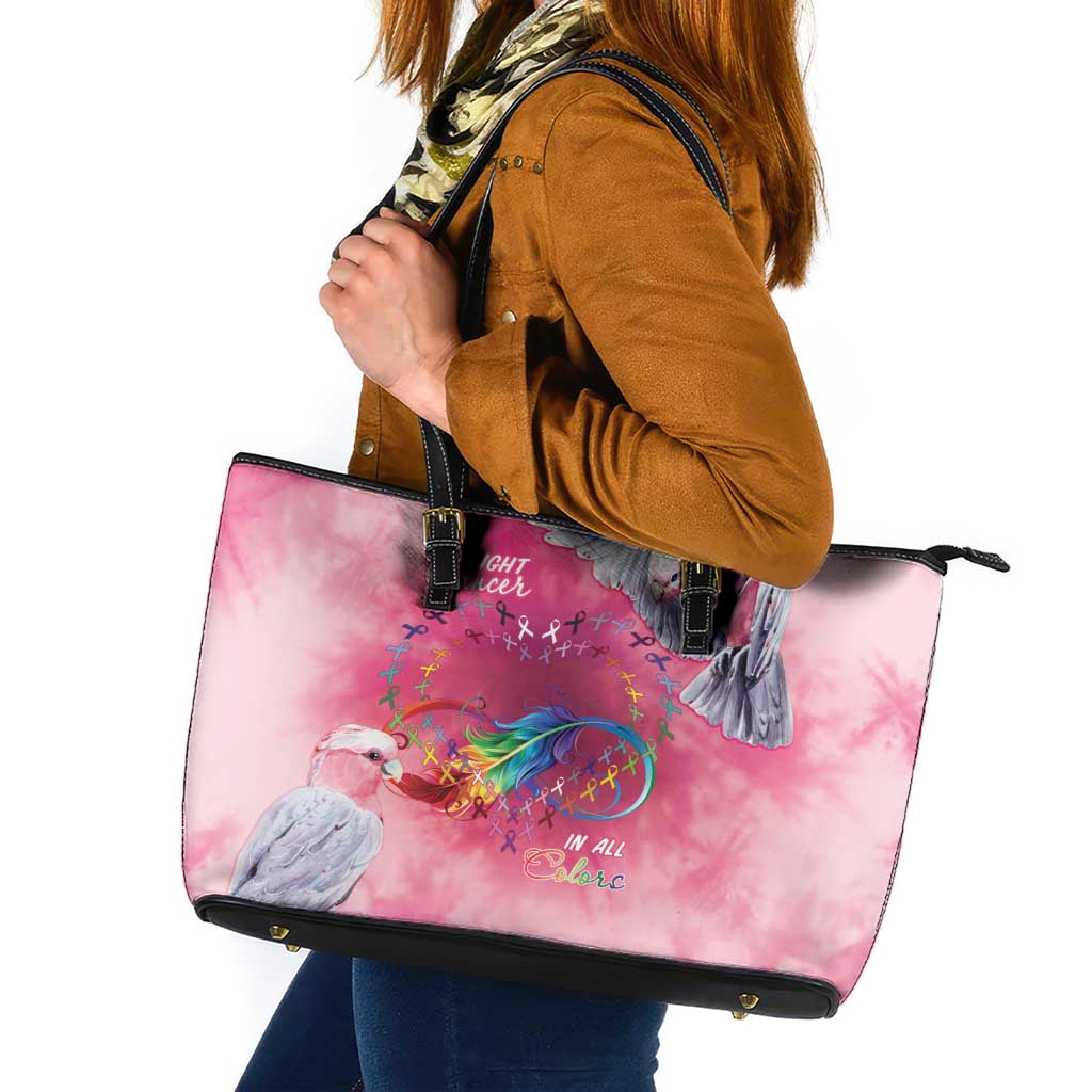 Australia Fight Cancer In All Colors Leather Tote Bag Galah Pink Tie Dye - Aussie Hoodie