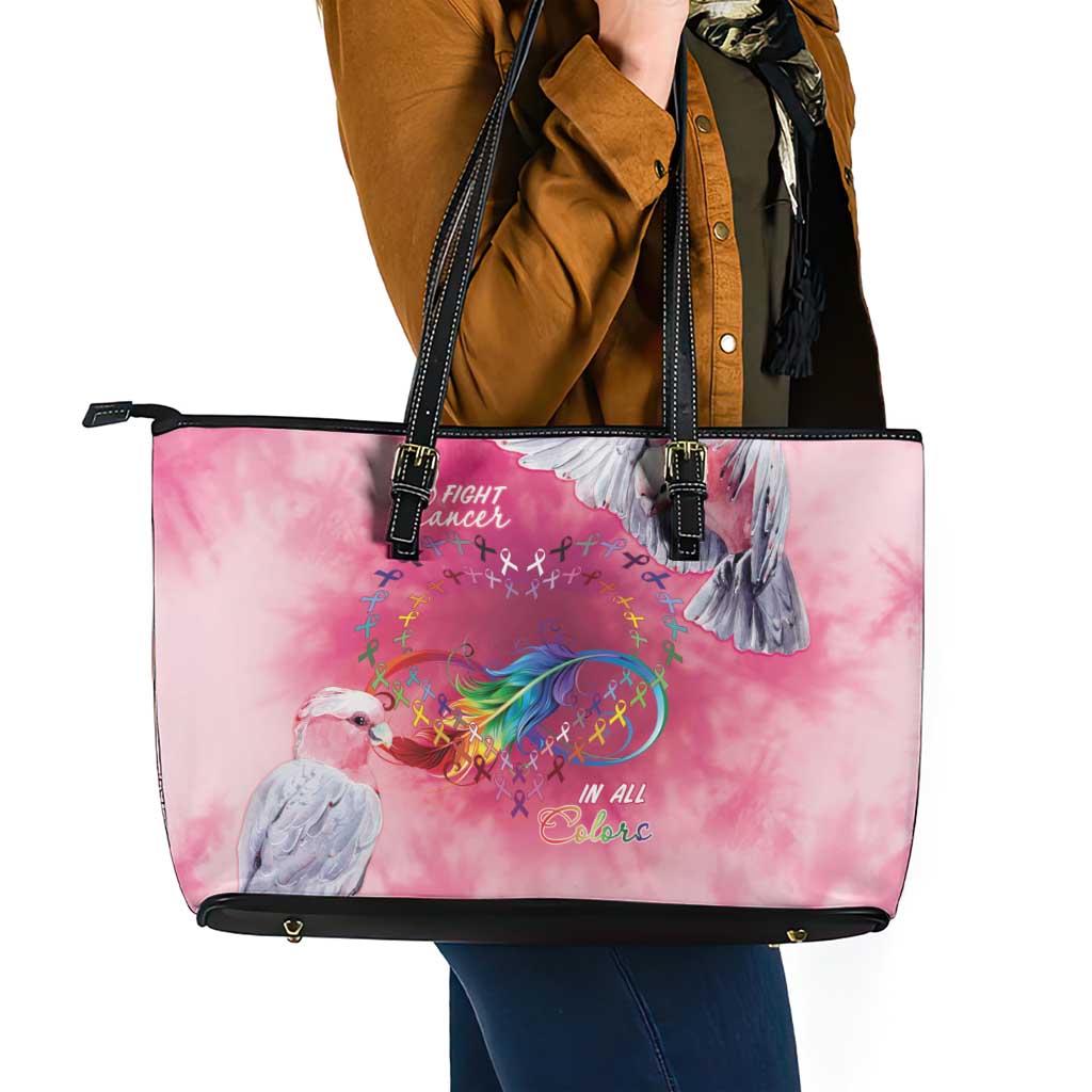 Australia Fight Cancer In All Colors Leather Tote Bag Galah Pink Tie Dye - Aussie Hoodie