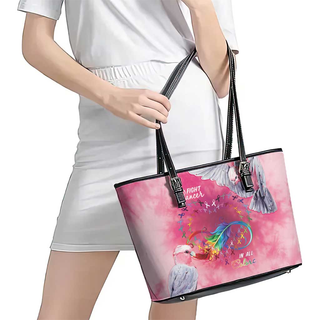 Australia Fight Cancer In All Colors Leather Tote Bag Galah Pink Tie Dye - Aussie Hoodie