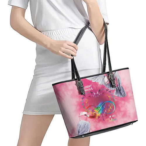 Australia Fight Cancer In All Colors Leather Tote Bag Galah Pink Tie Dye - Aussie Hoodie