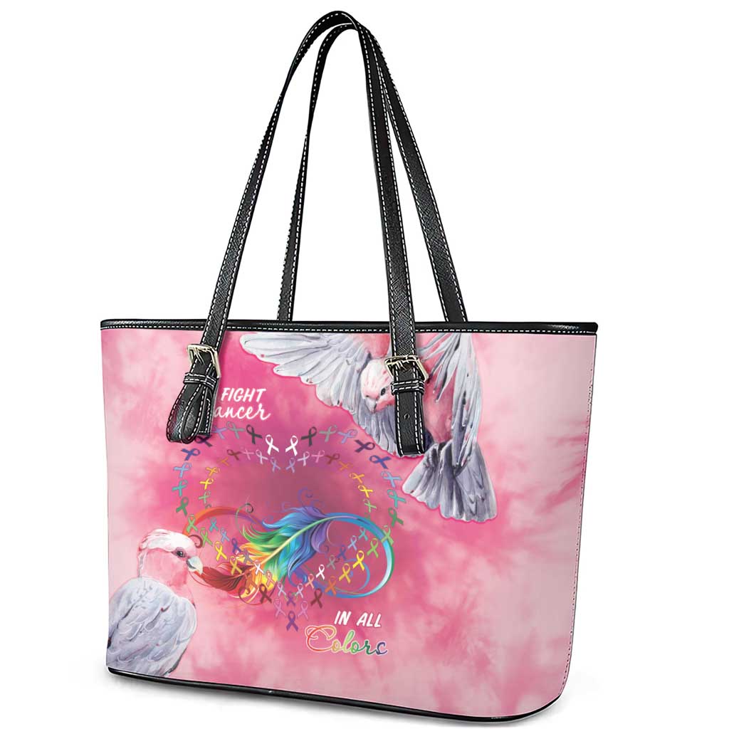 Australia Fight Cancer In All Colors Leather Tote Bag Galah Pink Tie Dye - Aussie Hoodie