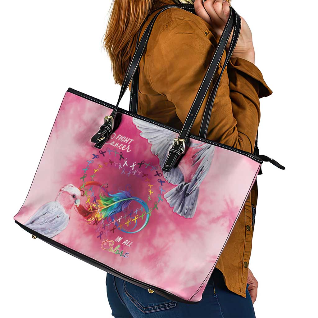 Australia Fight Cancer In All Colors Leather Tote Bag Galah Pink Tie Dye - Aussie Hoodie