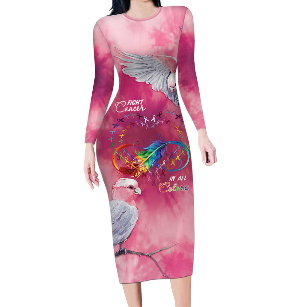 Australia Fight Cancer In All Colors Long Sleeve Bodycon Dress Galah Pink Tie Dye - Aussie Hoodie