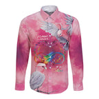 Australia Fight Cancer In All Colors Long Sleeve Button Shirt Galah Pink Tie Dye - Aussie Hoodie