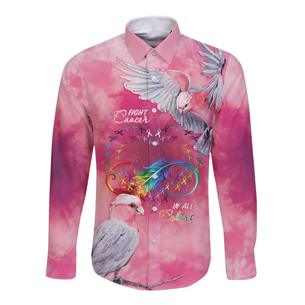 Australia Fight Cancer In All Colors Long Sleeve Button Shirt Galah Pink Tie Dye - Aussie Hoodie