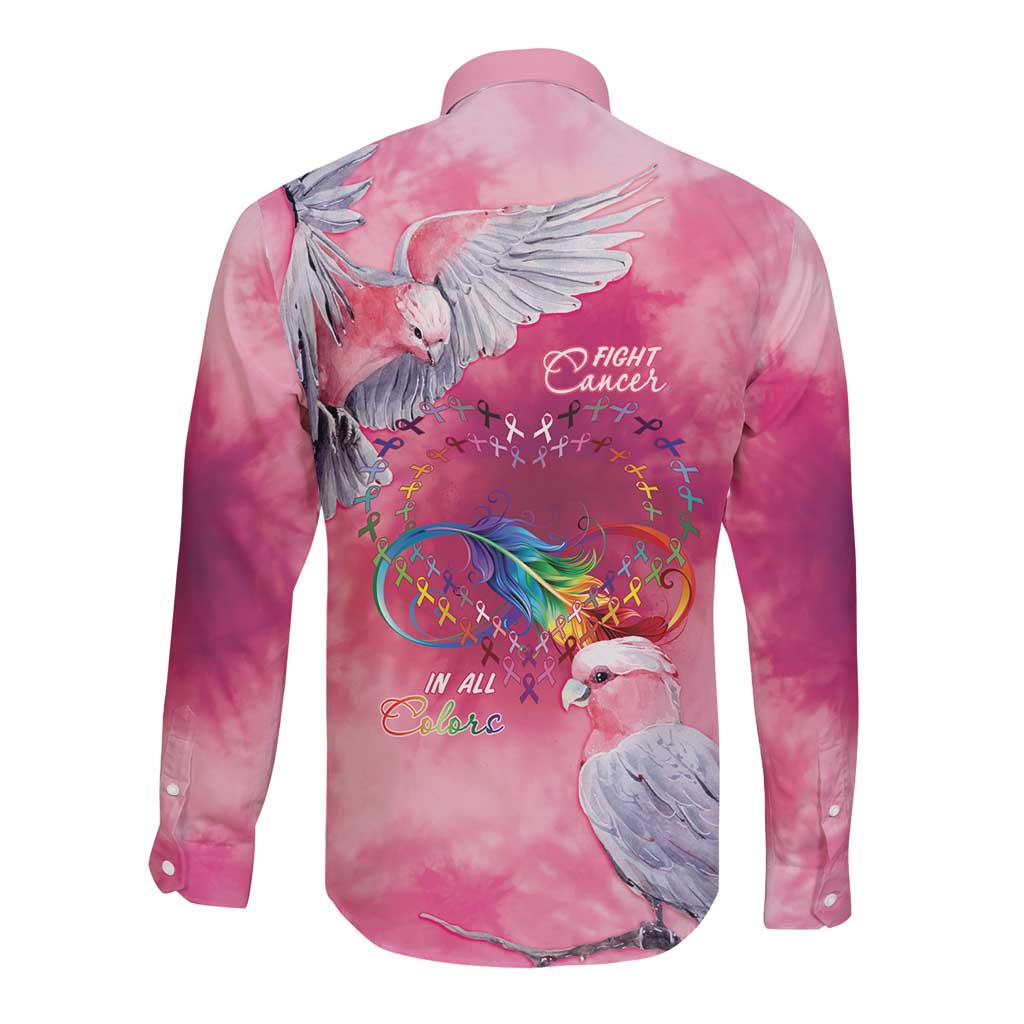 Australia Fight Cancer In All Colors Long Sleeve Button Shirt Galah Pink Tie Dye - Aussie Hoodie