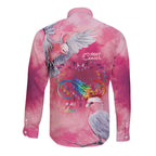 Australia Fight Cancer In All Colors Long Sleeve Button Shirt Galah Pink Tie Dye - Aussie Hoodie