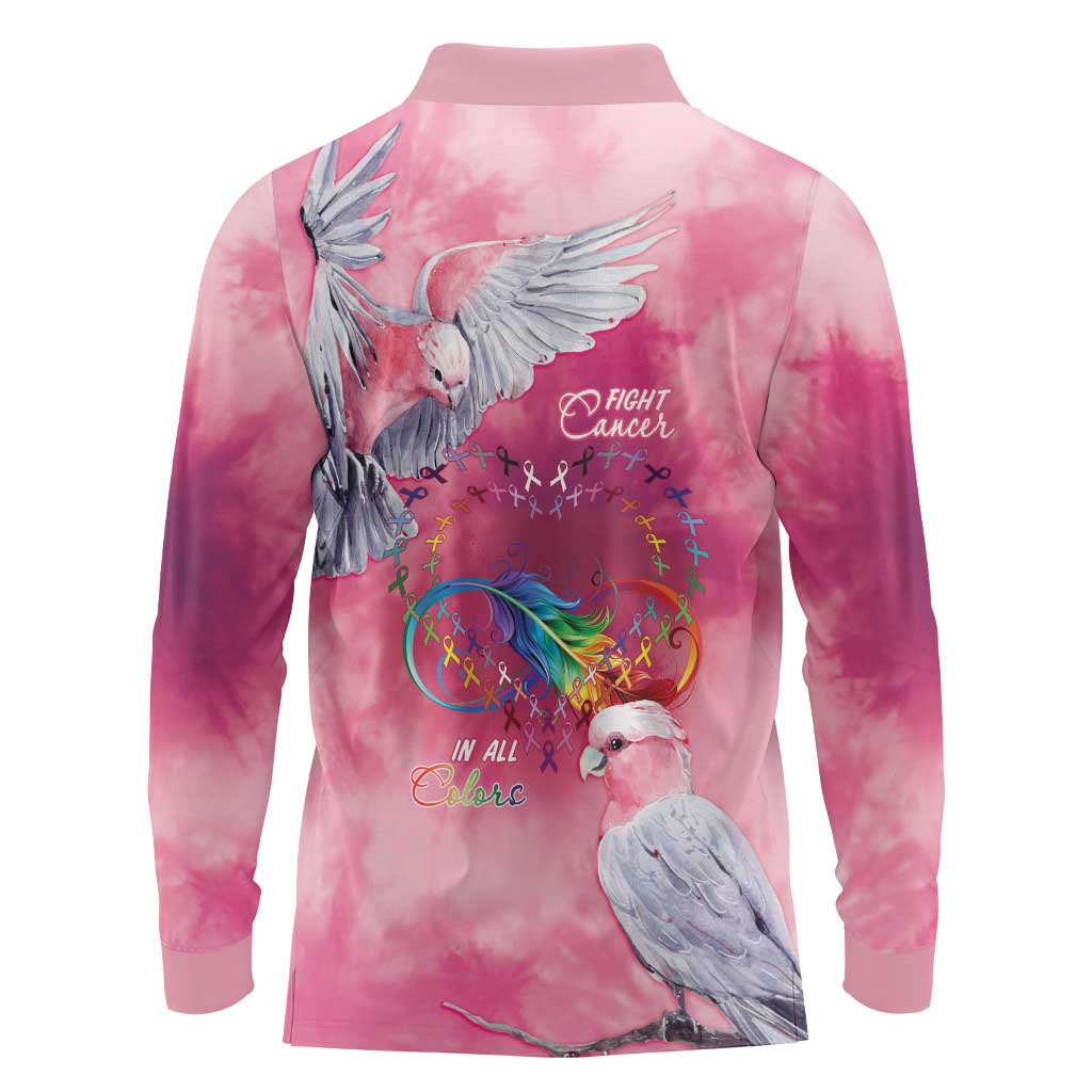 Australia Fight Cancer In All Colors Long Sleeve Polo Shirt Galah Pink Tie Dye - Aussie Hoodie
