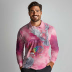 Australia Fight Cancer In All Colors Long Sleeve Polo Shirt Galah Pink Tie Dye - Aussie Hoodie