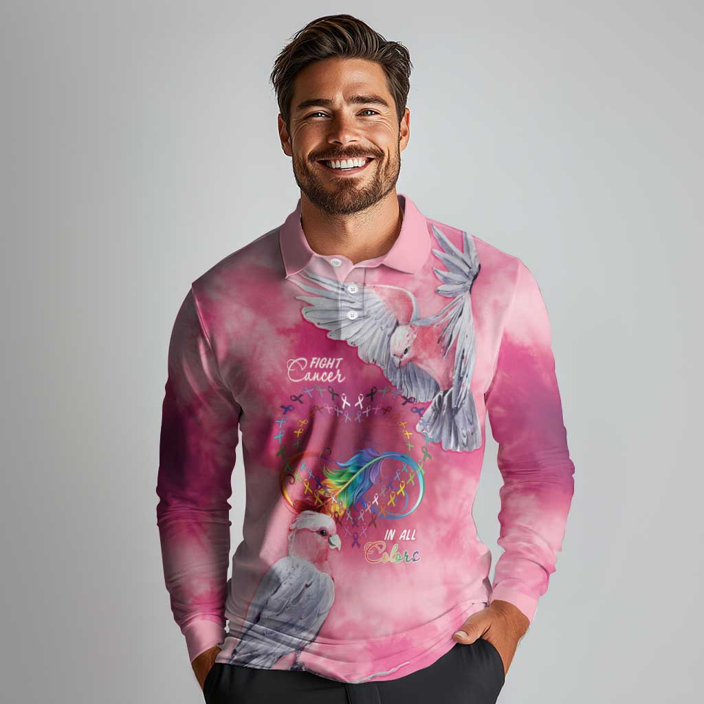 Australia Fight Cancer In All Colors Long Sleeve Polo Shirt Galah Pink Tie Dye - Aussie Hoodie