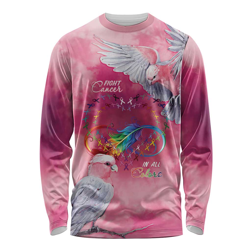 Australia Fight Cancer In All Colors Long Sleeve Shirt Galah Pink Tie Dye - Aussie Hoodie