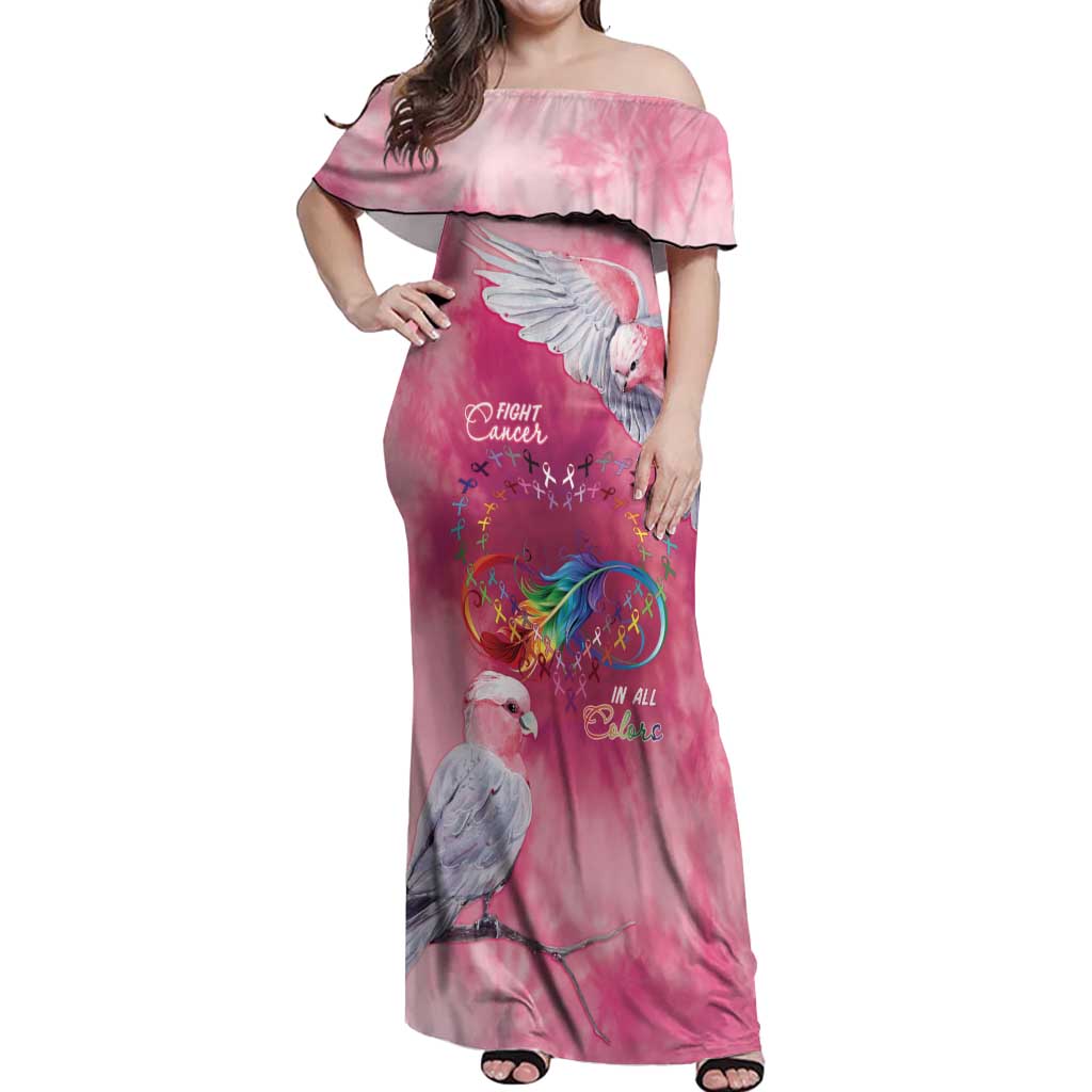 Australia Fight Cancer In All Colors Off Shoulder Maxi Dress Galah Pink Tie Dye - Aussie Hoodie