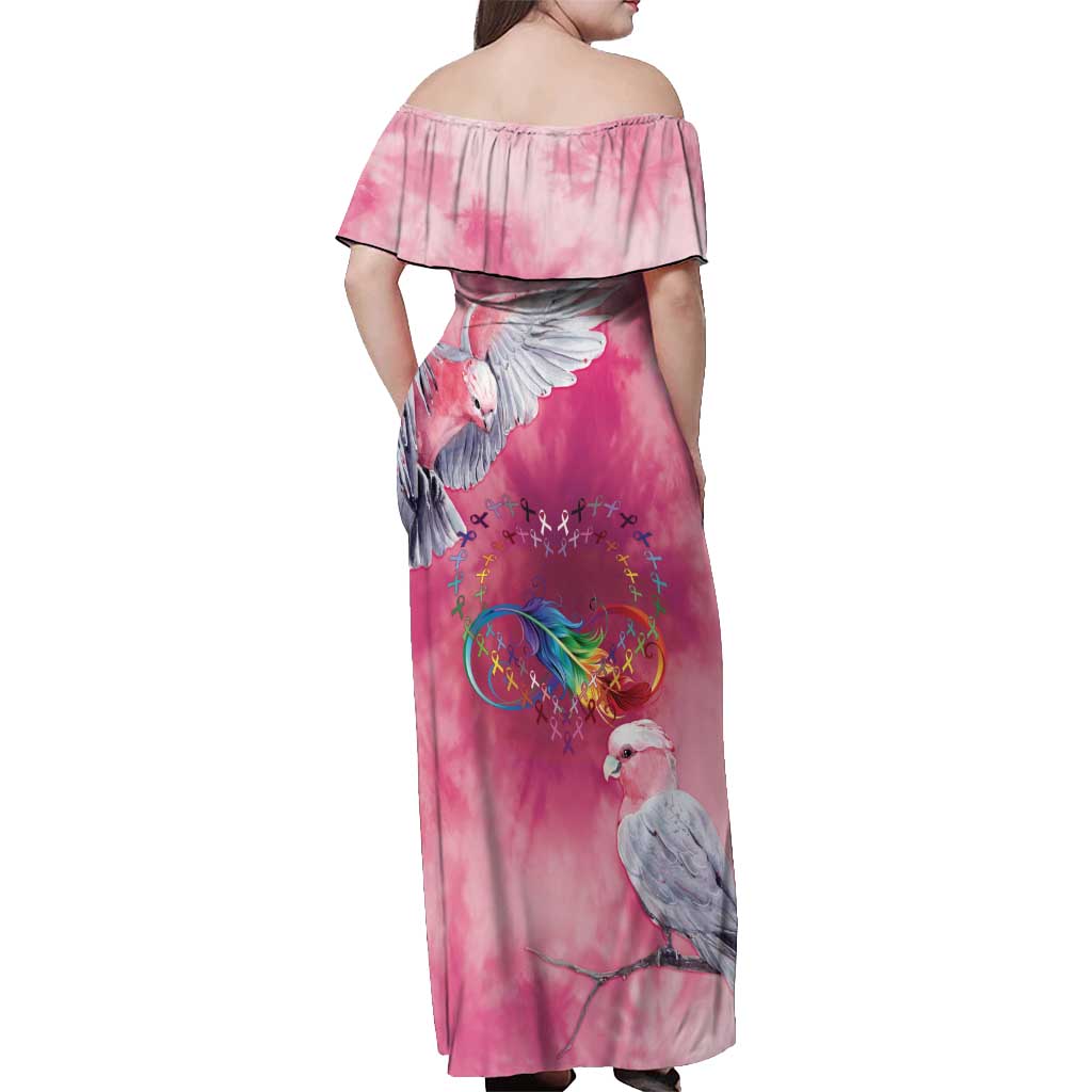 Australia Fight Cancer In All Colors Off Shoulder Maxi Dress Galah Pink Tie Dye - Aussie Hoodie