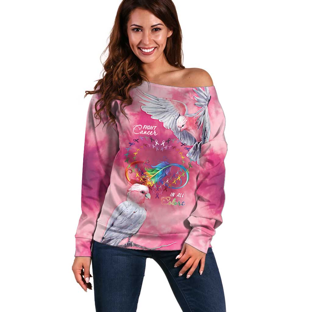 Australia Fight Cancer In All Colors Off Shoulder Sweater Galah Pink Tie Dye - Aussie Hoodie