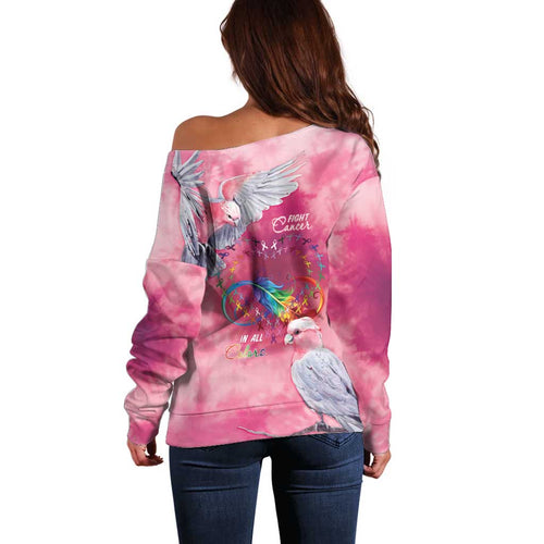 Australia Fight Cancer In All Colors Off Shoulder Sweater Galah Pink Tie Dye - Aussie Hoodie