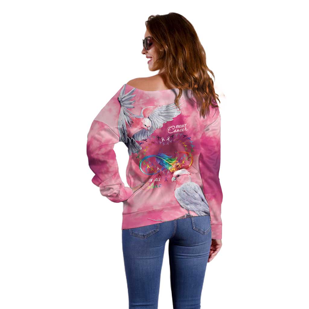 Australia Fight Cancer In All Colors Off Shoulder Sweater Galah Pink Tie Dye - Aussie Hoodie