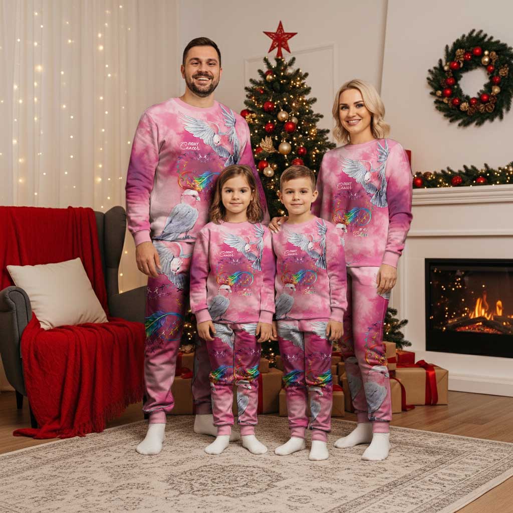 Australia Fight Cancer In All Colors Christmas Pajama Set Galah Pink Tie Dye - Aussie Hoodie
