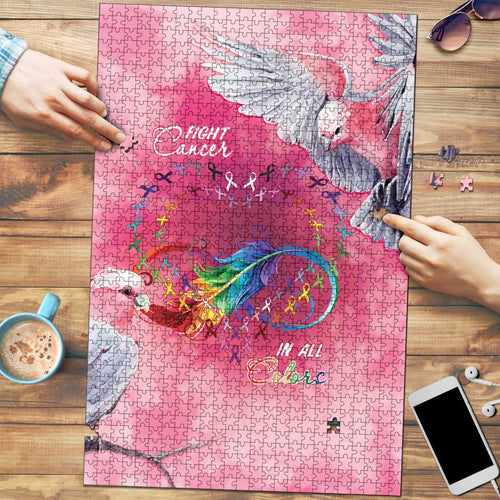 Australia Fight Cancer In All Colors Puzzle Galah Pink Tie Dye - Aussie Hoodie