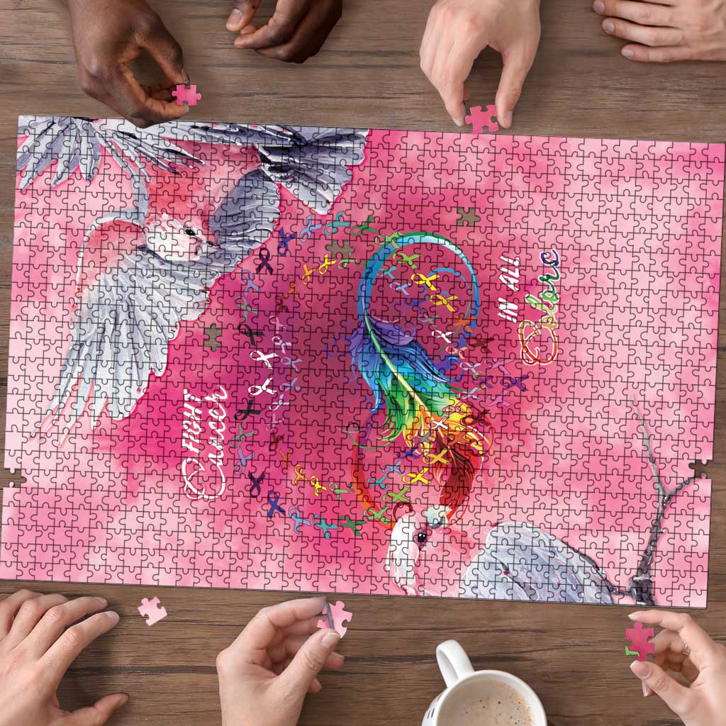Australia Fight Cancer In All Colors Puzzle Galah Pink Tie Dye - Aussie Hoodie